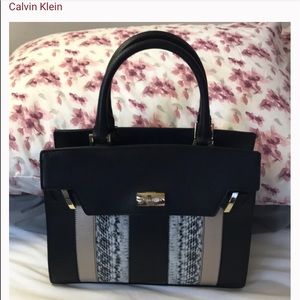 CK Leather purse w/snakeskin detail RTLS. $299.00